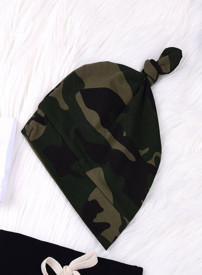 MEKILYN 3Pcs Baby Boys Little Brother Camouflage Romper Tops+Pants Leggings+ Hat Outfits Set (White&camouflage, 0-6m(Tag70)) - Image 5