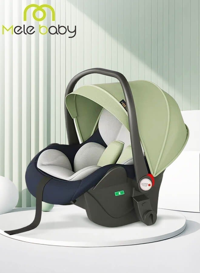Melebaby 3-in-1 Baby Car Seat – Lightweight Carry Cot, Rocker & Portable Basket with Handle, Canopy & Safety Belt, for 0 to 15 Months Green - Image 2