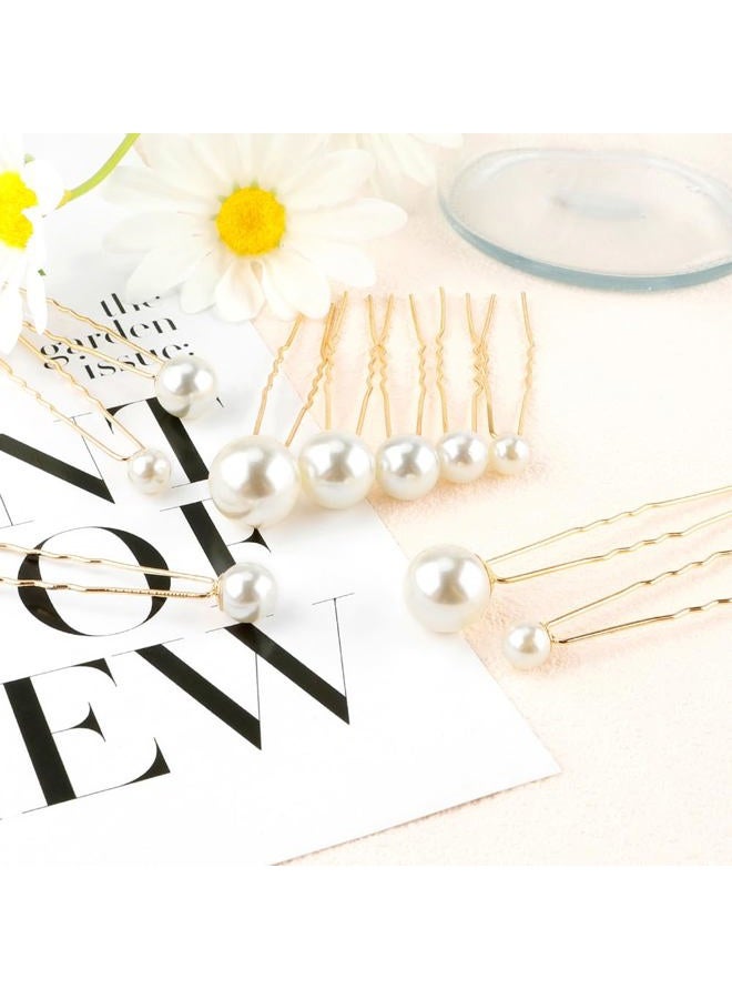 Dayofun 18 Pieces Wedding Pearl Hair Pins, U Pearl Shaped Hair Accessories for Brides Bridesmaids Women, Gold - Image 3