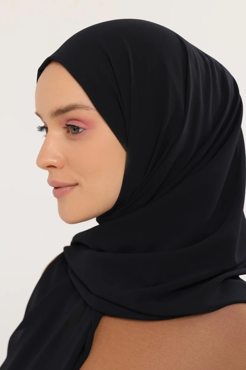 التوبة Ready Practical Luxury Neck Collar Bonnet Chiffon Shawl