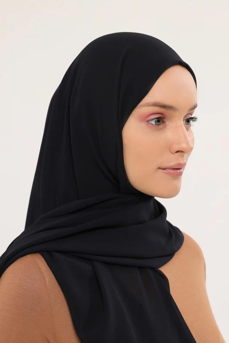 التوبة Ready Practical Luxury Neck Collar Bonnet Chiffon Shawl
