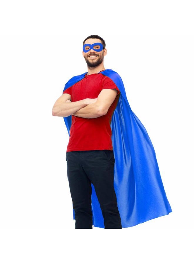 D.Q.Z Superhero Capes and Masks for Adults Bulk-Men Women Super Hero Costume Halloween Dress Up Party Favors -7 Pack (Blue) - Image 1