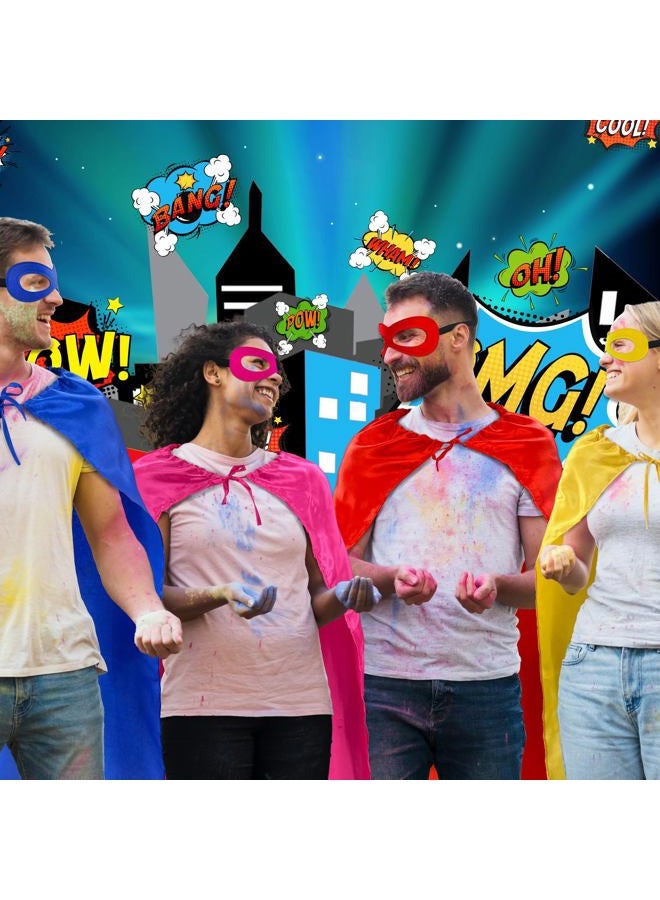 D.Q.Z Superhero Capes and Masks for Adults Bulk-Men Women Super Hero Costume Halloween Dress Up Party Favors -7 Pack (Blue) - Image 3