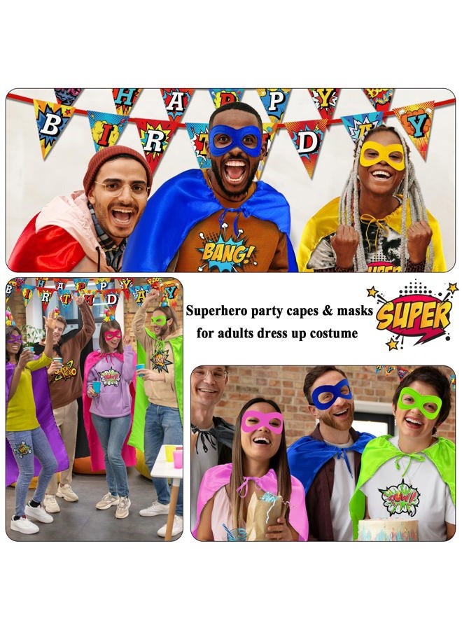 D.Q.Z Superhero Capes and Masks for Adults Bulk-Men Women Super Hero Costume Halloween Dress Up Party Favors -7 Pack (Blue) - Image 2