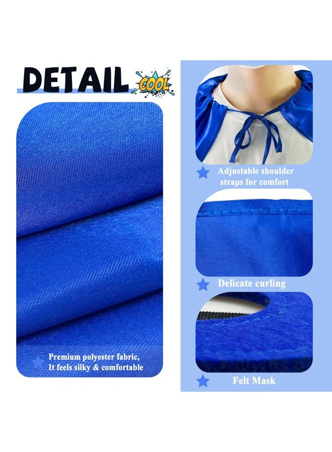 D.Q.Z Superhero Capes and Masks for Adults Bulk-Men Women Super Hero Costume Halloween Dress Up Party Favors -7 Pack (Blue) - Image 5
