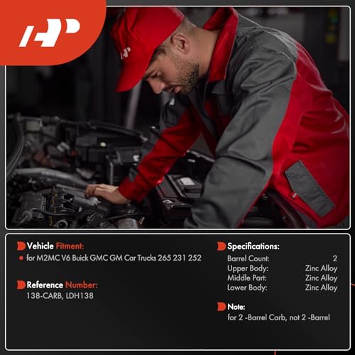 A-Premium 2 Barrel - 138 Rochester Type - Carburetor Compatible with M2MC V6 Buick GMC GM Car Trucks 265 231 252, Mechanical Choke, Replace# LDH138, 138-CARB - Image 2