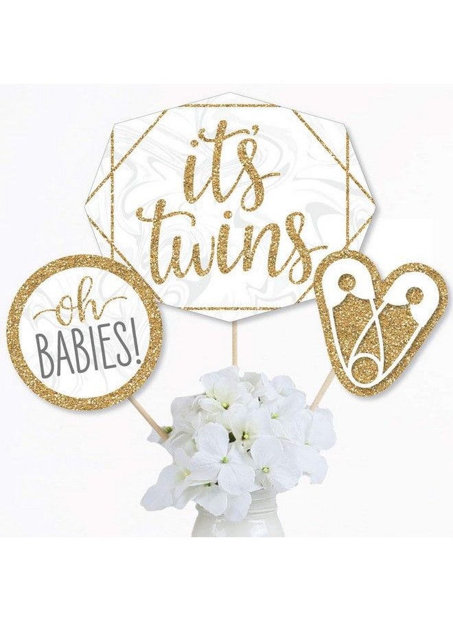 Big Dot of Happiness It Twins Gold Twins Baby Shower Centerpiece Sticks Table Toppers Set Of 15  - Image 3
