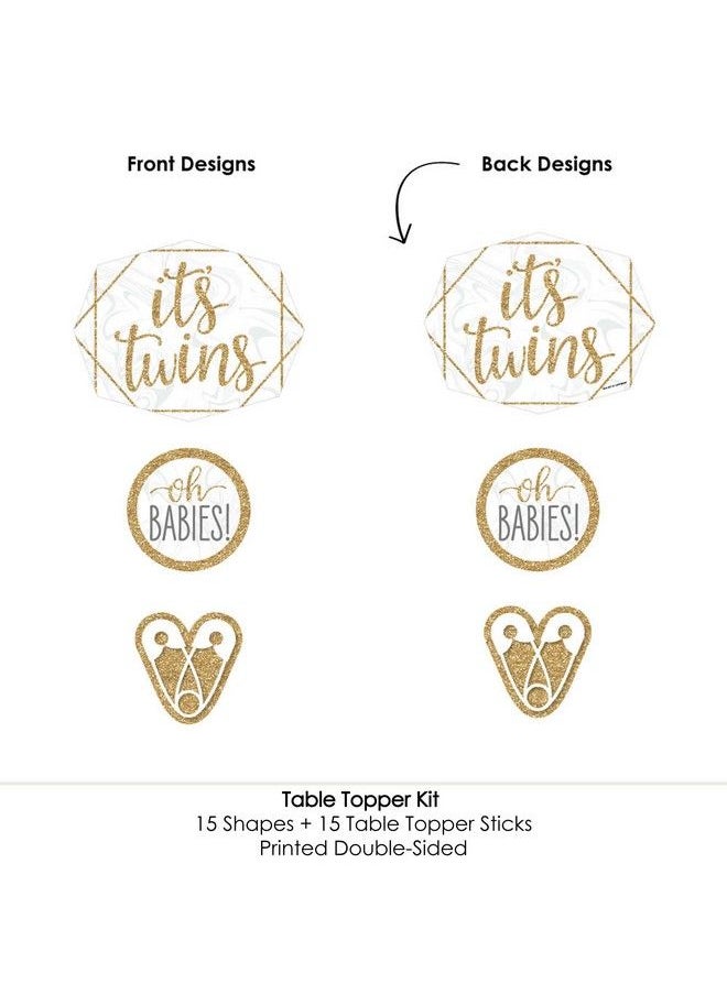 Big Dot of Happiness It Twins Gold Twins Baby Shower Centerpiece Sticks Table Toppers Set Of 15  - Image 5