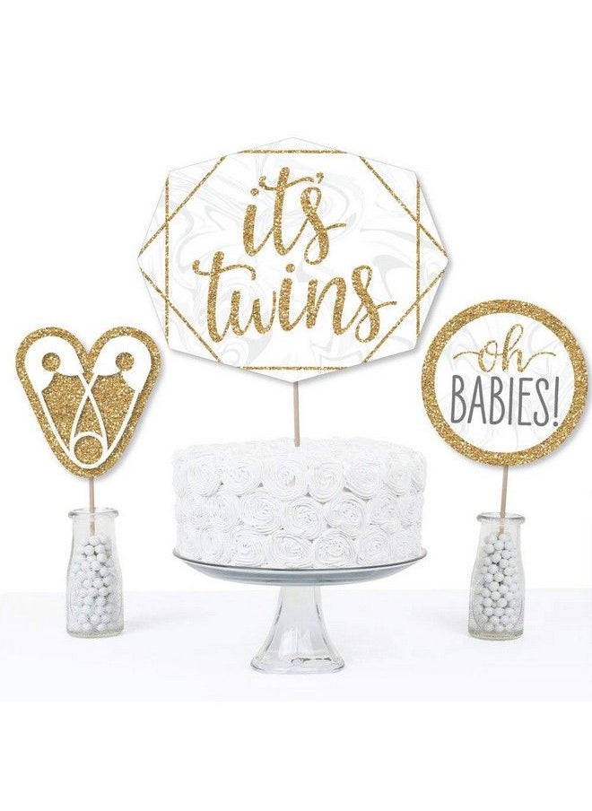 Big Dot of Happiness It Twins Gold Twins Baby Shower Centerpiece Sticks Table Toppers Set Of 15  - Image 4