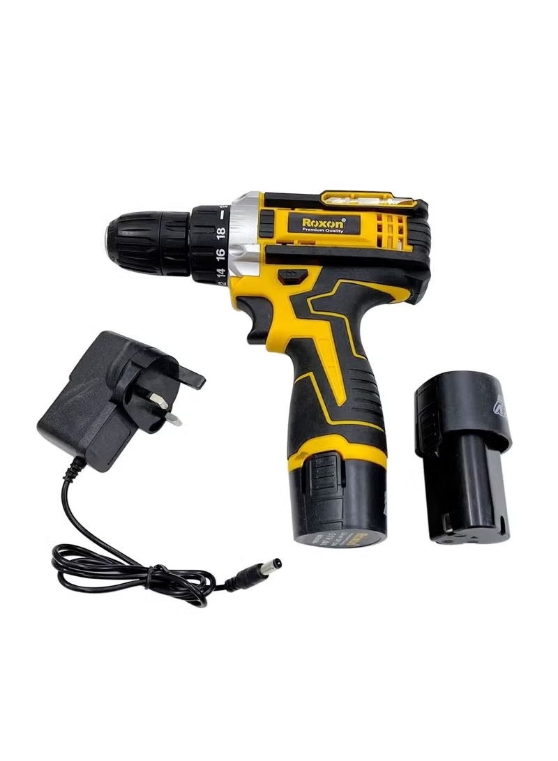 روكسون طقم دريل صدمات لاسلكي روكسون 12 فولت – 59 قطعة مع بطارية ليثيوم أيون 1300mAh – تصميم احترافي بجودة عالية، سرعة متغيرة، قفل تلقائي، ضمان سنتين | موديل RX-12VCD - Image 5