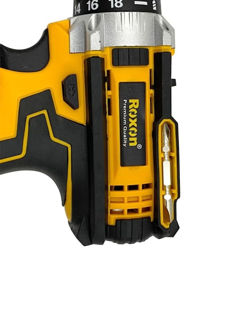 روكسون طقم دريل صدمات لاسلكي روكسون 12 فولت – 59 قطعة مع بطارية ليثيوم أيون 1300mAh – تصميم احترافي بجودة عالية، سرعة متغيرة، قفل تلقائي، ضمان سنتين | موديل RX-12VCD - Image 3