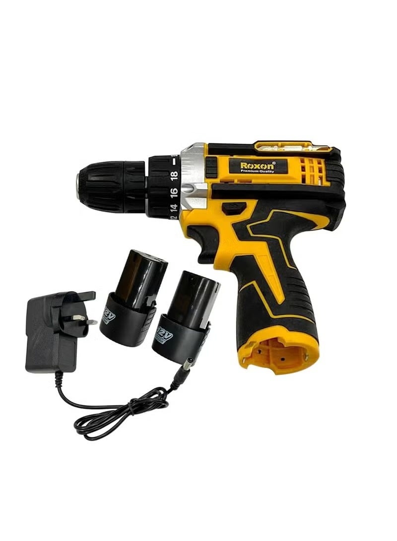 روكسون طقم دريل صدمات لاسلكي روكسون 12 فولت – 59 قطعة مع بطارية ليثيوم أيون 1300mAh – تصميم احترافي بجودة عالية، سرعة متغيرة، قفل تلقائي، ضمان سنتين | موديل RX-12VCD - Image 4