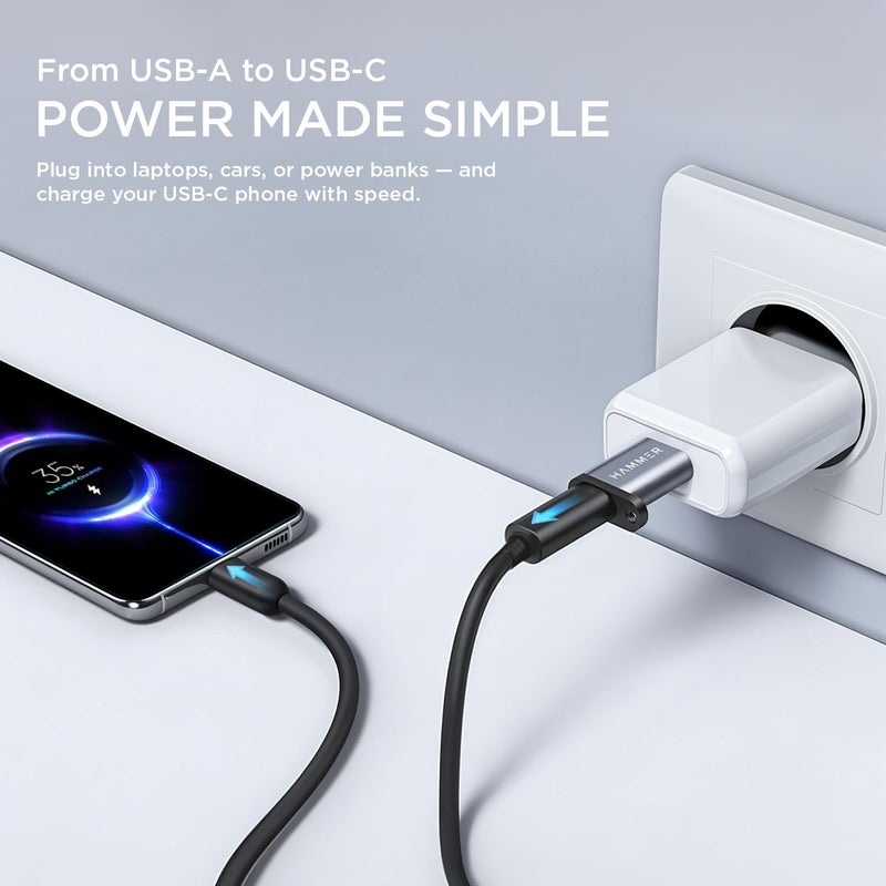 HAMMER USB Type C Female to USB Male OTG Adapter with 5 Gbps High-Speed Data Transfer, Compatible with Laptops, Tablets, Smartphones, Chargers and All USB A Devices (Grey) - Image 3