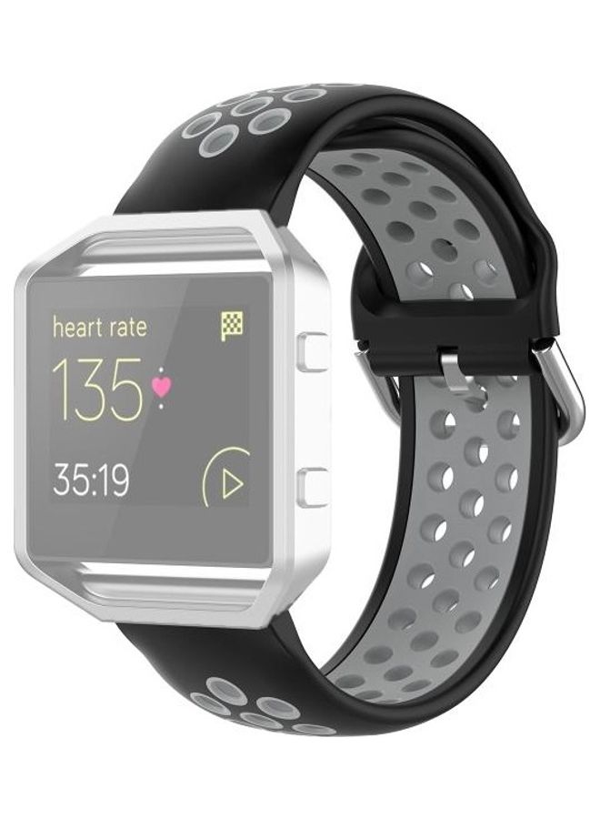 NIBEMINENT Sports Two Colour Silicone Replacement Strap Watchband For Fitbit Versa 2 / Lite Blaze 23mm Black - Image 1