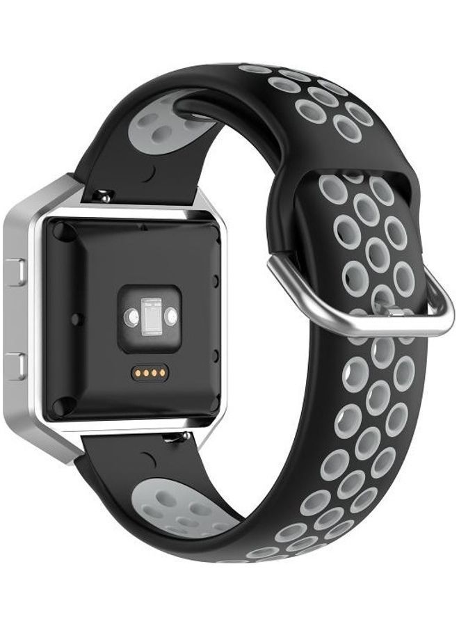 NIBEMINENT Sports Two Colour Silicone Replacement Strap Watchband For Fitbit Versa 2 / Lite Blaze 23mm Black - Image 5
