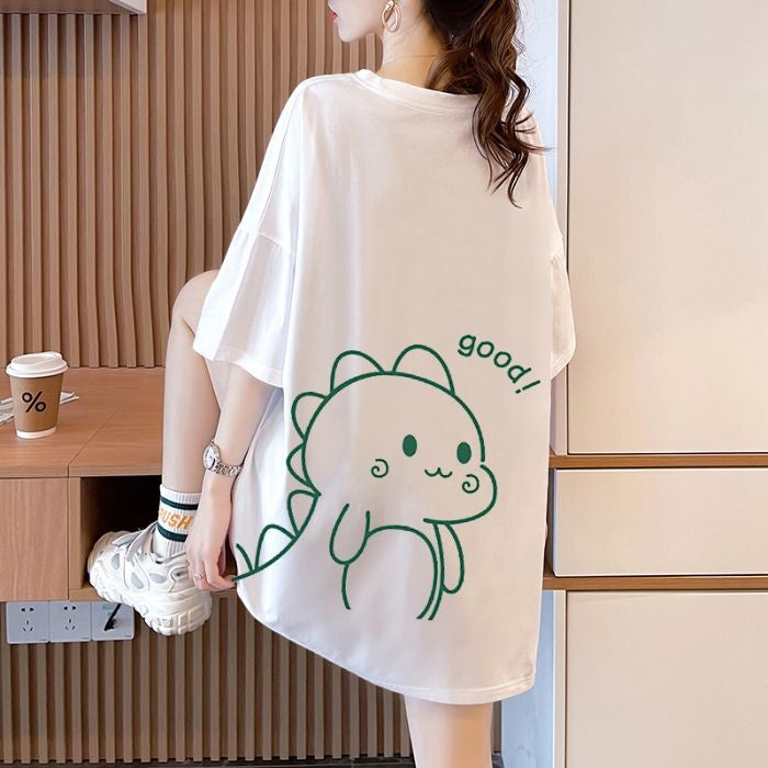 Plus Size Women'S Fashion Versatile White Short-Sleeved T-Shirt Women'S 2025 Loose Slimming Look Pure Cotton Tops - Image 1