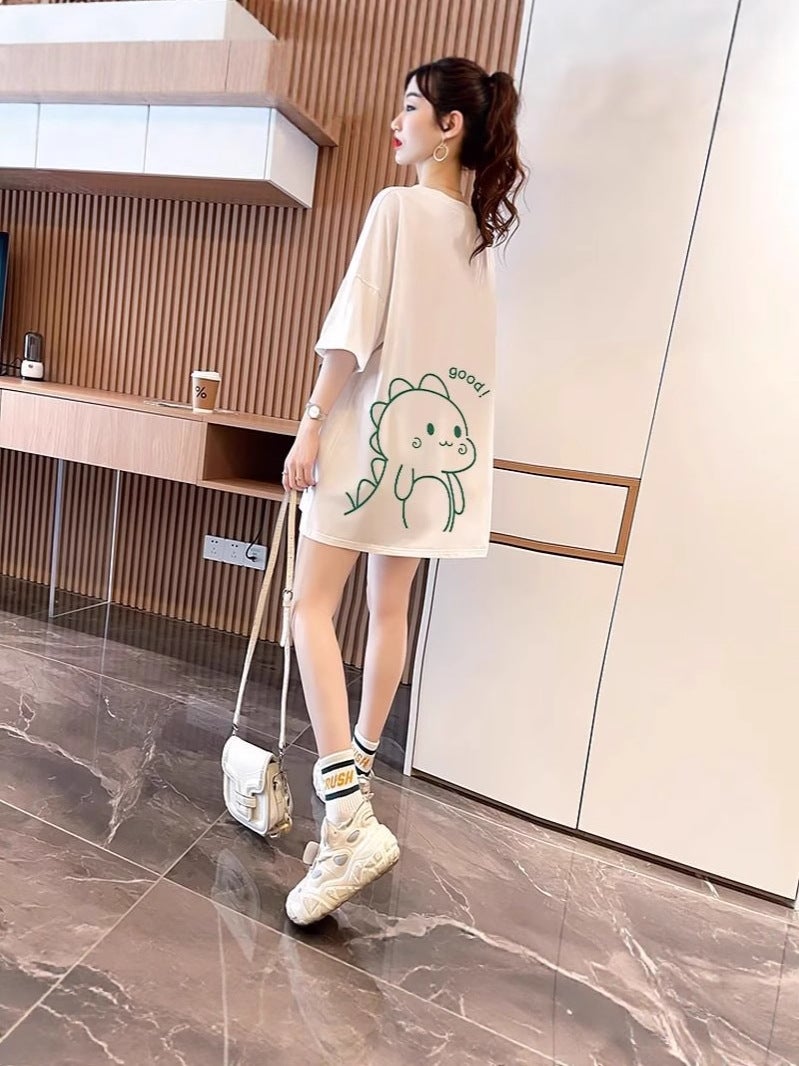 Plus Size Women'S Fashion Versatile White Short-Sleeved T-Shirt Women'S 2025 Loose Slimming Look Pure Cotton Tops - Image 4