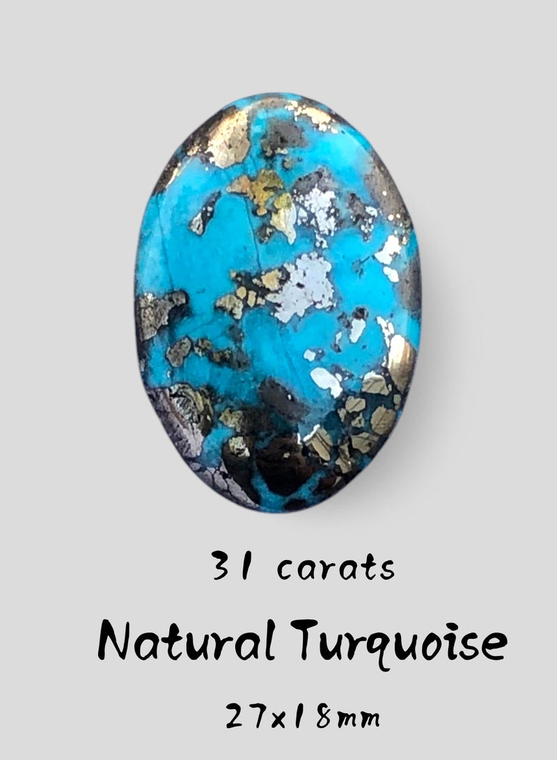 هادي حجر بخت شهر ديسمبر - فيروز طبيعي مع البيريت - 31 قيراط - 26x19 ملم - Image 2