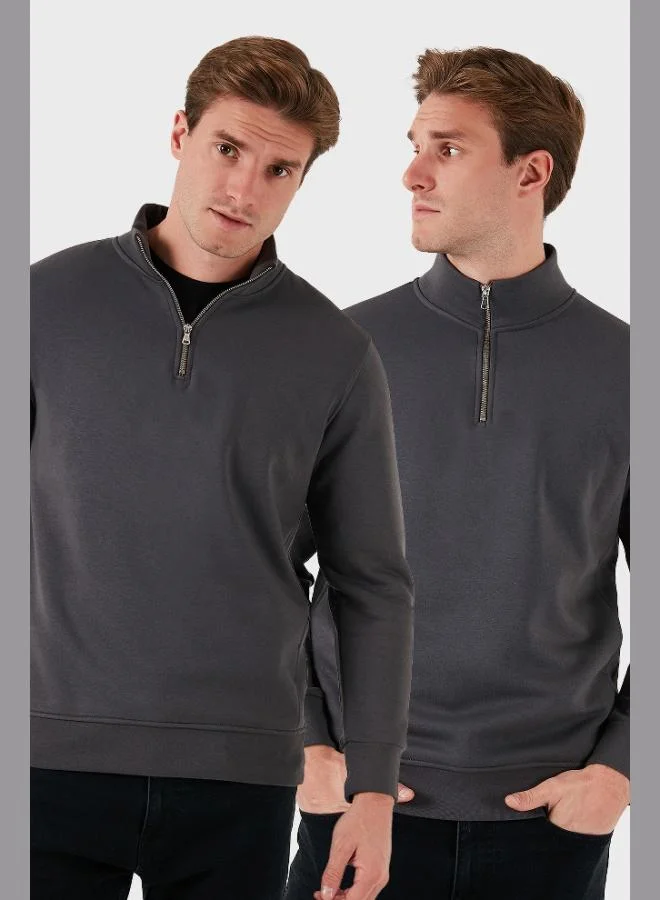 Buratti  Buratti Cotton Regular Fit Stand Collar 2-Pack Sweat Men's SWEAT 59052592S2 for Men | Best Price UAE