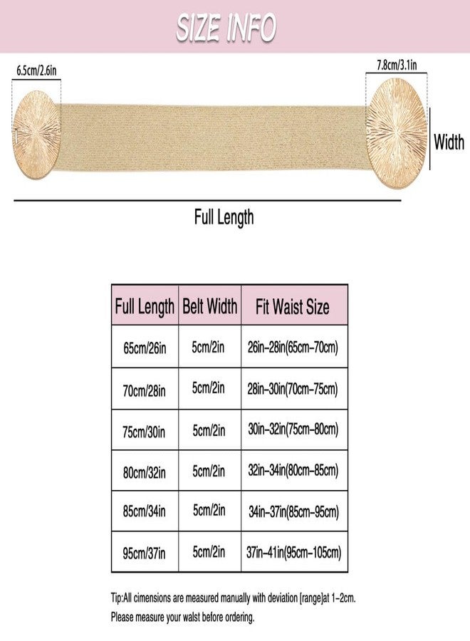BAOKELAN Women Wide Stretchy Waist Belts Elastic Cinch Belt for Dresses Bling Beige Gold 85CM - Image 4