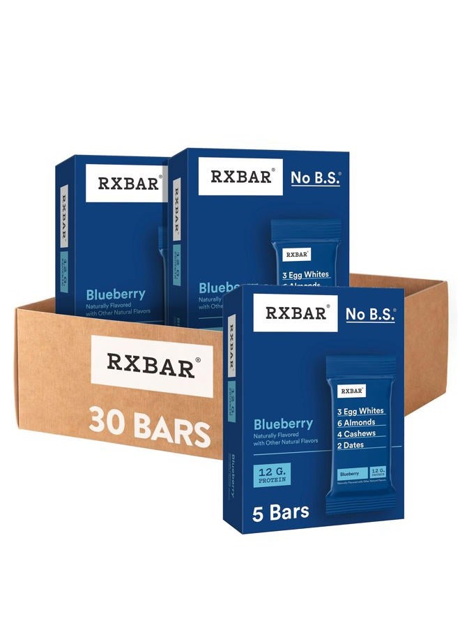 RXBAR Protein Bars, 12g Protein, Gluten Free Snacks, Blueberry (6 Boxes, 30 Bars) - Image 1