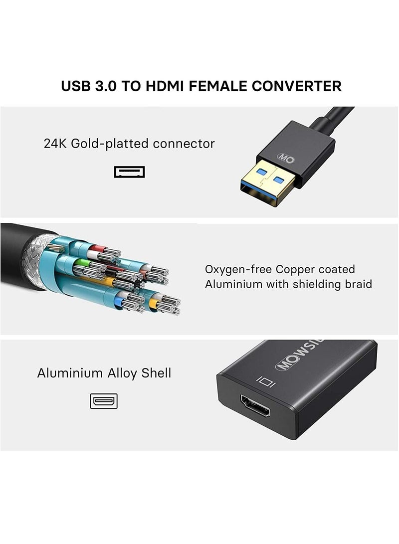 Mowsil Cable USB 3.0 To HDMI Adapter, 1080P 60HZ HD Audio Video Converter Cable USB 3.0 To HDMI - Image 3