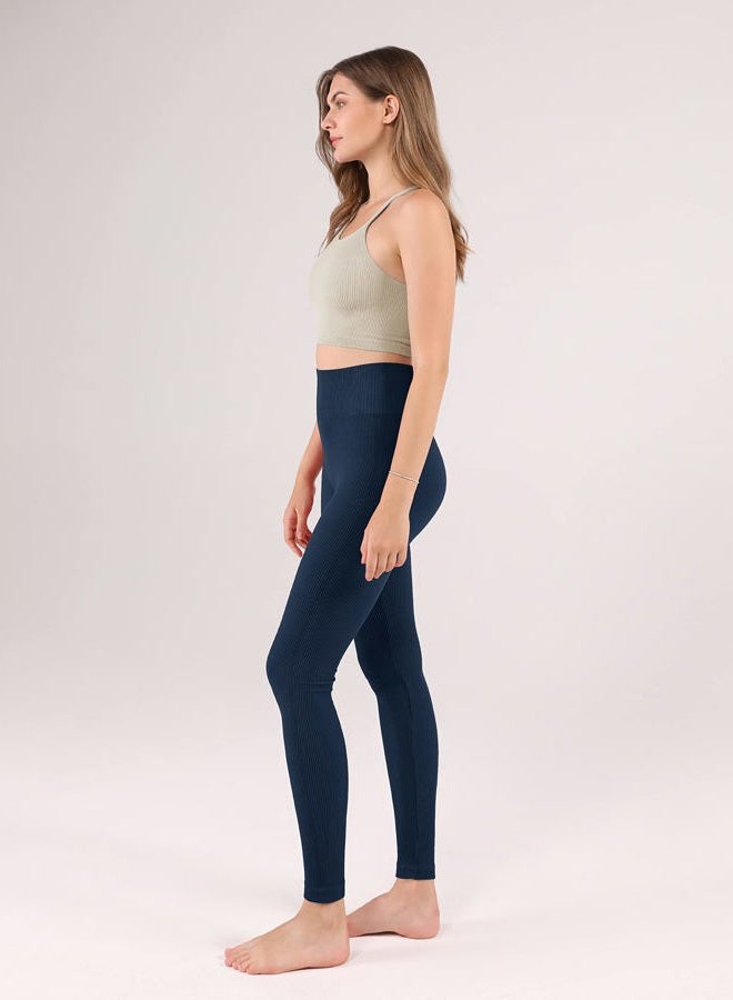 ODODOS Women's High Waisted Yoga Capris with Pockets,Tummy Control Non See Through Workout Sports Running Capri Leggings, Plus Size, Navy,XX-Large - Image 5