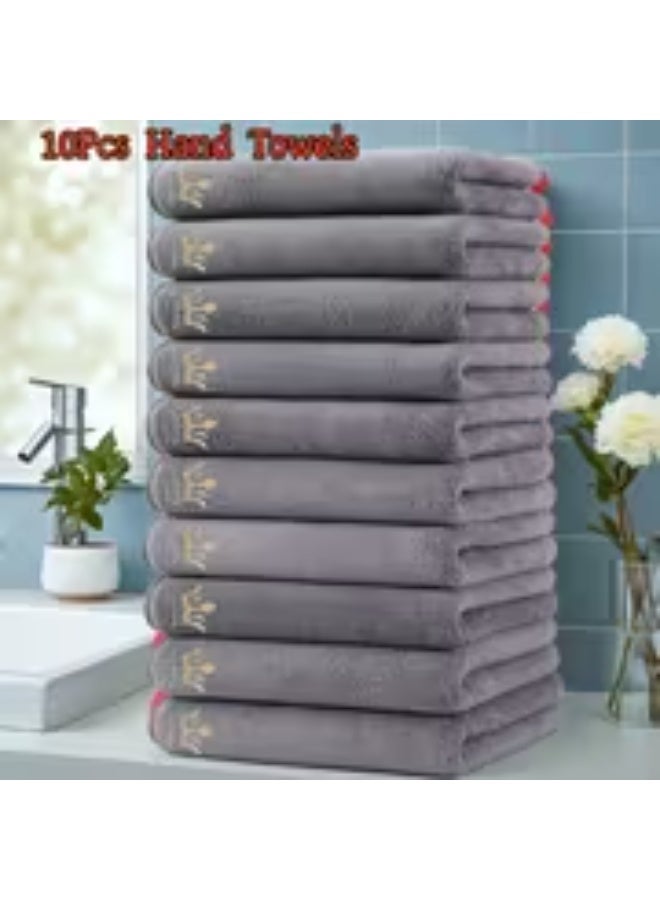 إيروريكس طقم 10 مناشف مايكروفايبر فاخرة – مناشف حمام ويد كبيرة سريعة الجفاف (42×70 سم) بحافة حمراء وشعار تاج ذهبي، مناسبة للمنزل والسبا والفنادق والنادي والتخييم - Image 4