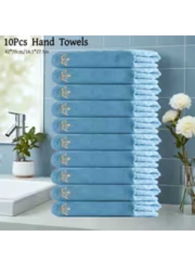 إيروريكس طقم 10 مناشف مايكروفايبر فاخرة – مناشف حمام ويد كبيرة سريعة الجفاف (42×70 سم) بحافة حمراء وشعار تاج ذهبي، مناسبة للمنزل والسبا والفنادق والنادي والتخييم - Image 5