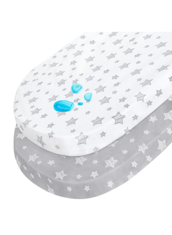 Moonsea Bassinet Sheet Waterproof 2 Pack, Fit for Halo Bassinet Swivel Sleeper, Universal Sheet for Rectangle, Oval, Hourglass Bassinet Mattress, Flexible for Different Cradle and Bassinet Mattress  - Image 1