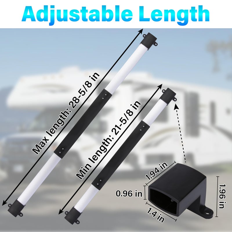 ecocstm RV Screen Door Handle Grab Bar, RV Screen Door Protector, Push Bar for RV Screen Door, Adjustable from 21-5/8 to 28-5/8 Inch RV Screen Doors Closer, Camper Screen Door Protector for Travel Trailer - Image 2