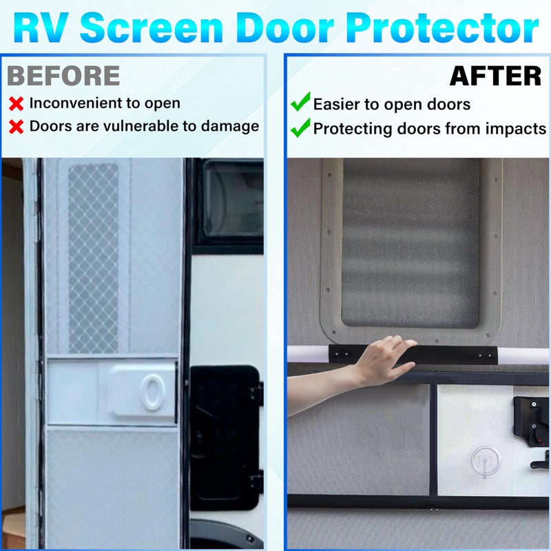 ecocstm RV Screen Door Handle Grab Bar, RV Screen Door Protector, Push Bar for RV Screen Door, Adjustable from 21-5/8 to 28-5/8 Inch RV Screen Doors Closer, Camper Screen Door Protector for Travel Trailer - Image 5