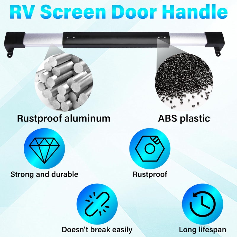 ecocstm RV Screen Door Handle Grab Bar, RV Screen Door Protector, Push Bar for RV Screen Door, Adjustable from 21-5/8 to 28-5/8 Inch RV Screen Doors Closer, Camper Screen Door Protector for Travel Trailer - Image 3