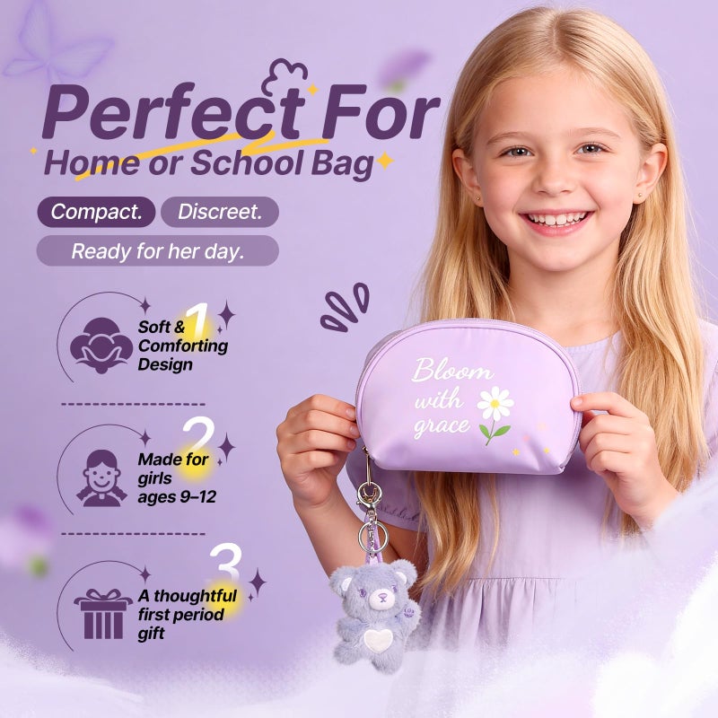MeleBase First Period Kit for Girls 9â€“12 â€“ Tween Menstrual Starter Kits with 8 PC Period Gift Kits for for Tween Girls Gift-Ready Box (Purple) - Image 3