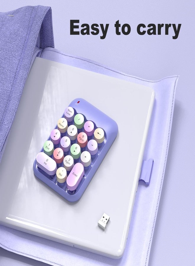 موفيفي لوحات أرقام لاسلكية من MOFII - لوحة مفاتيح رقمية أرجوانية، 18 مفتاحًا، USB 2.4 جيجاهرتز، أغطية مفاتيح دائرية ملونة، لوحات مفاتيح محاسبة مالية محمولة، لوحة أرقام 10 مفاتيح لأجهزة الكمبيوتر المحمولة/الكمبيوتر الشخصي/الكمبيوتر المحمول/جهاز Surface Pro - Image 5