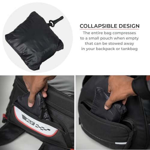 ViaTerra Stash Helmet Bag - Lightweight, Foldable Cover with Elastic Stretch Panel | Fits All Motorcycle Helmets for Easy Storage (Red) - Image 4