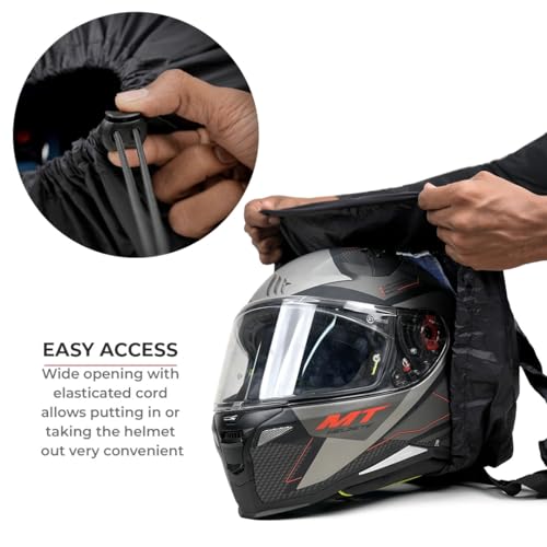 ViaTerra Stash Helmet Bag - Lightweight, Foldable Cover with Elastic Stretch Panel | Fits All Motorcycle Helmets for Easy Storage (Red) - Image 5