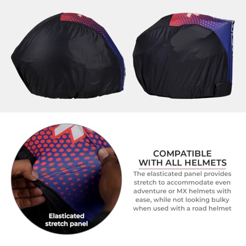 ViaTerra Stash Helmet Bag - Lightweight, Foldable Cover with Elastic Stretch Panel | Fits All Motorcycle Helmets for Easy Storage (Red) - Image 3