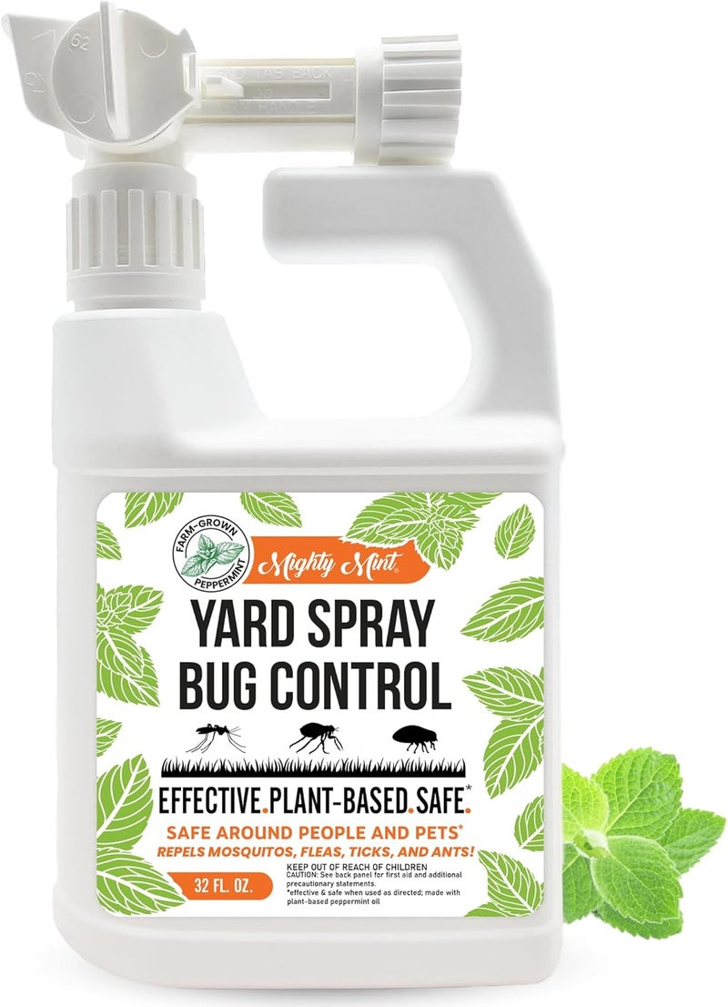 Mighty Mint 32oz Peppermint Bug Control Natural Lawn Yard Spray for Fleas, Ticks, Mosquitos, Ants, and Other Insects - Image 1