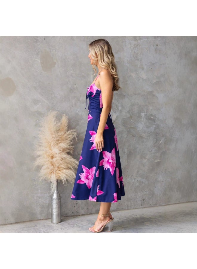 Summer New Printed Slim Spaghetti Strap Dress - Image 3