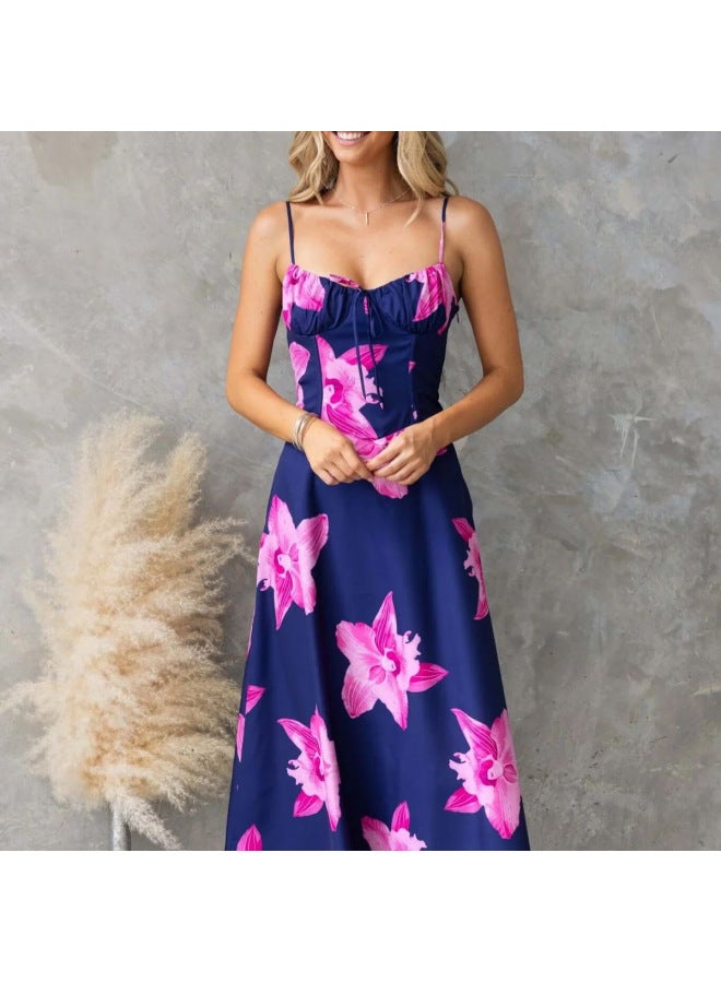 Summer New Printed Slim Spaghetti Strap Dress - Image 2