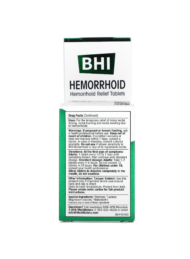 MediNatura MediNatura, BHI, Hemorrhoid Relief, 100 Tablets - Image 2
