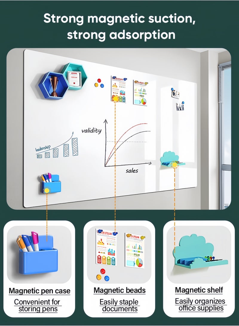 GGEROU ملصقات سبورة بيضاء مغناطيسية ورق سبورة جافة قابلة للمسح ذاتية اللصق ملصق سبورة مغناطيسية 120 × 220 سم - Image 2