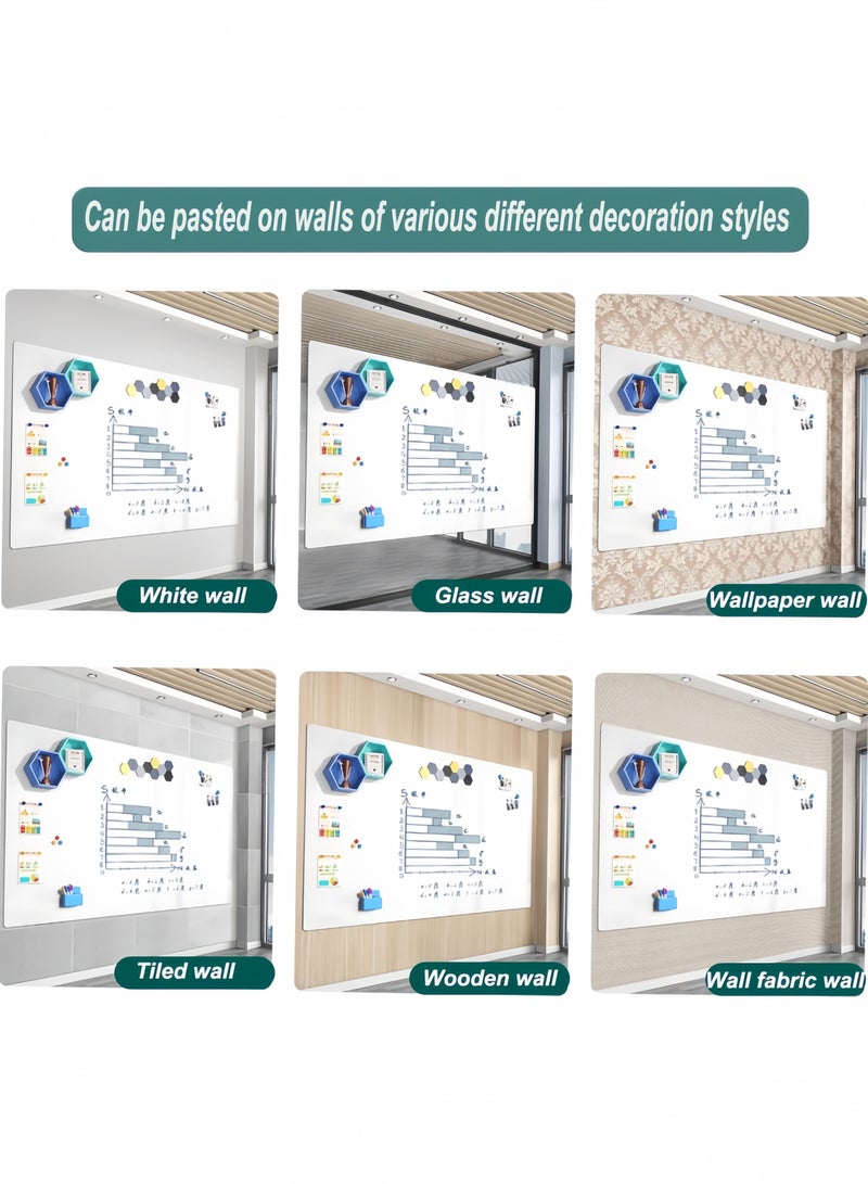 GGEROU ملصقات سبورة بيضاء مغناطيسية ورق سبورة جافة قابلة للمسح ذاتية اللصق ملصق سبورة مغناطيسية 120 × 220 سم - Image 3