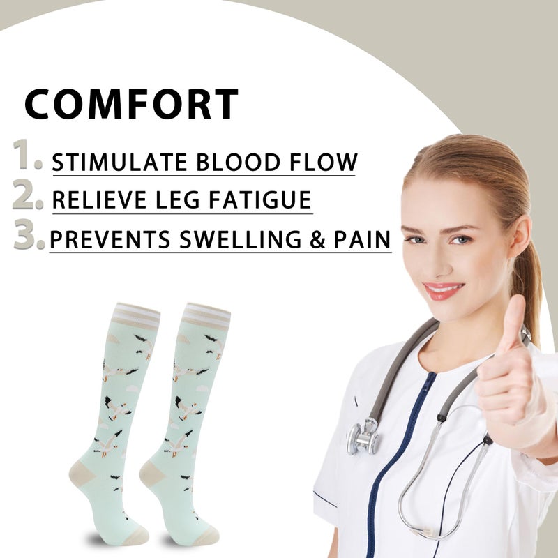 fenglaoda Compression Socks Women Men 6 Pairs, Knee High Best Support Circulation Socks for Running, Travel, Flight, Nurse - Image 3