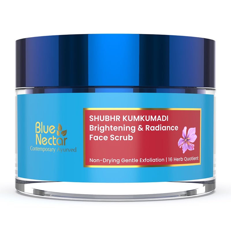 Blue Nectar Ayurvedic Brightening Radiance Face Scrub with Kumkumadi Tailam 16 Herbs 50g - Image 1