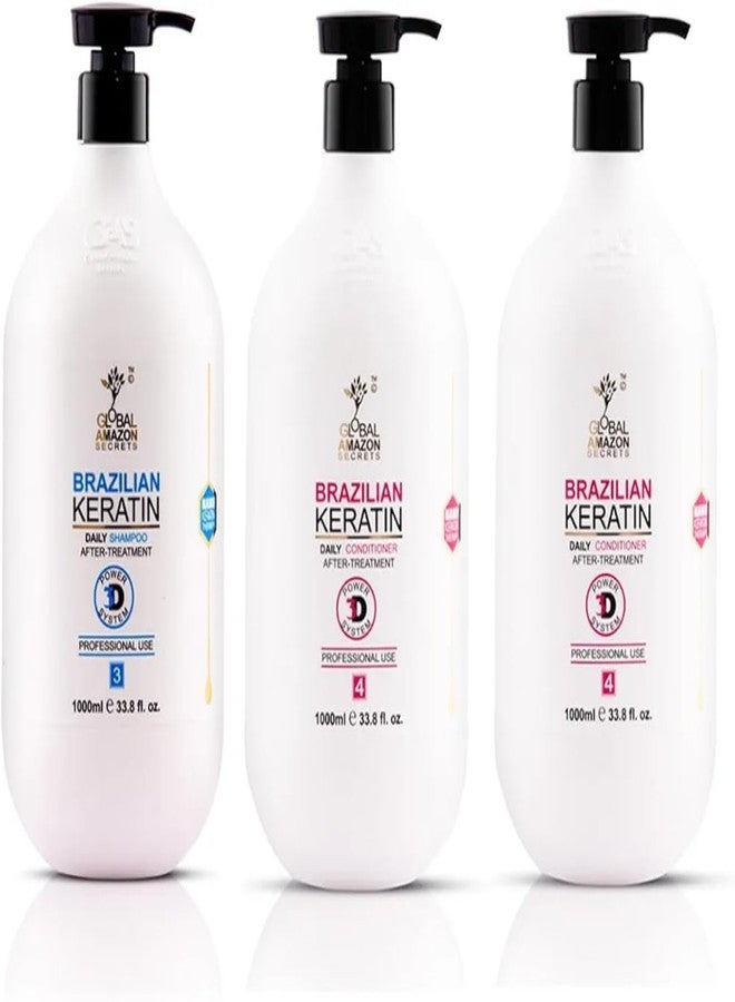 Sweet Professional Global Amazon Secrets Brazilian Keratin Shampoo and Conditioner | 2 Conditioner and 1 Shampoo | 1000 ML Each | Pack of 3 | Sulfate Free | Repairs Dry and Damaged Hair, make hairs Shiny And Smooth | Professional Smoother-Shinier Damage free Hair | Sulfate Free Moisturizing - Image 1