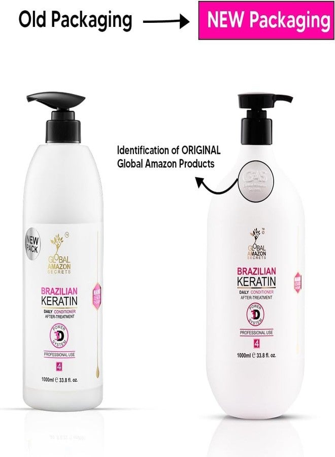 Sweet Professional Global Amazon Secrets Brazilian Keratin Shampoo and Conditioner | 2 Conditioner and 1 Shampoo | 1000 ML Each | Pack of 3 | Sulfate Free | Repairs Dry and Damaged Hair, make hairs Shiny And Smooth | Professional Smoother-Shinier Damage free Hair | Sulfate Free Moisturizing - Image 2