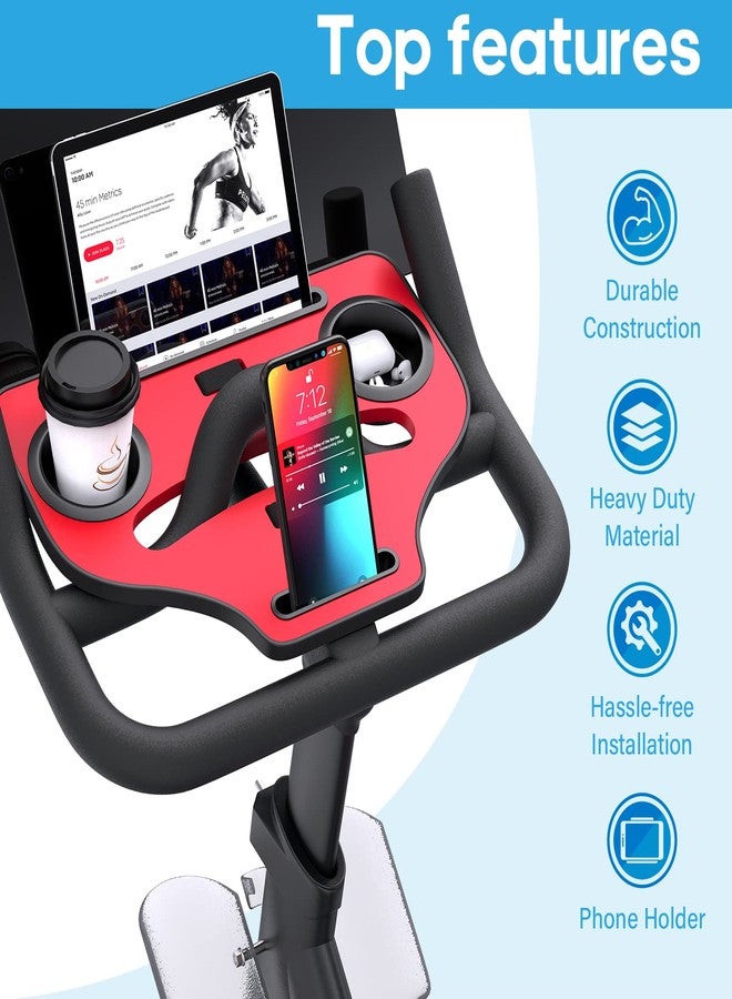 Qsxou Peloton Bike Desk Mount (No Bike+), Tray Holder for Phone Cup Tablet Ergonomic Platform Tray Accessories for Peloton Spin Bikes - Image 2