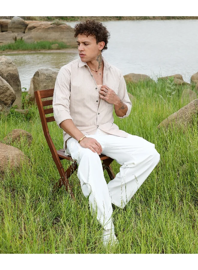 CAHOOT  Men's Peanut Brown Multitrack-Striped Shirt for Men | Best Price UAE